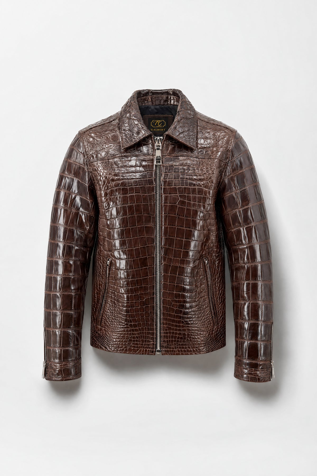 Le Cognac - Veste en crocodile marron glacé