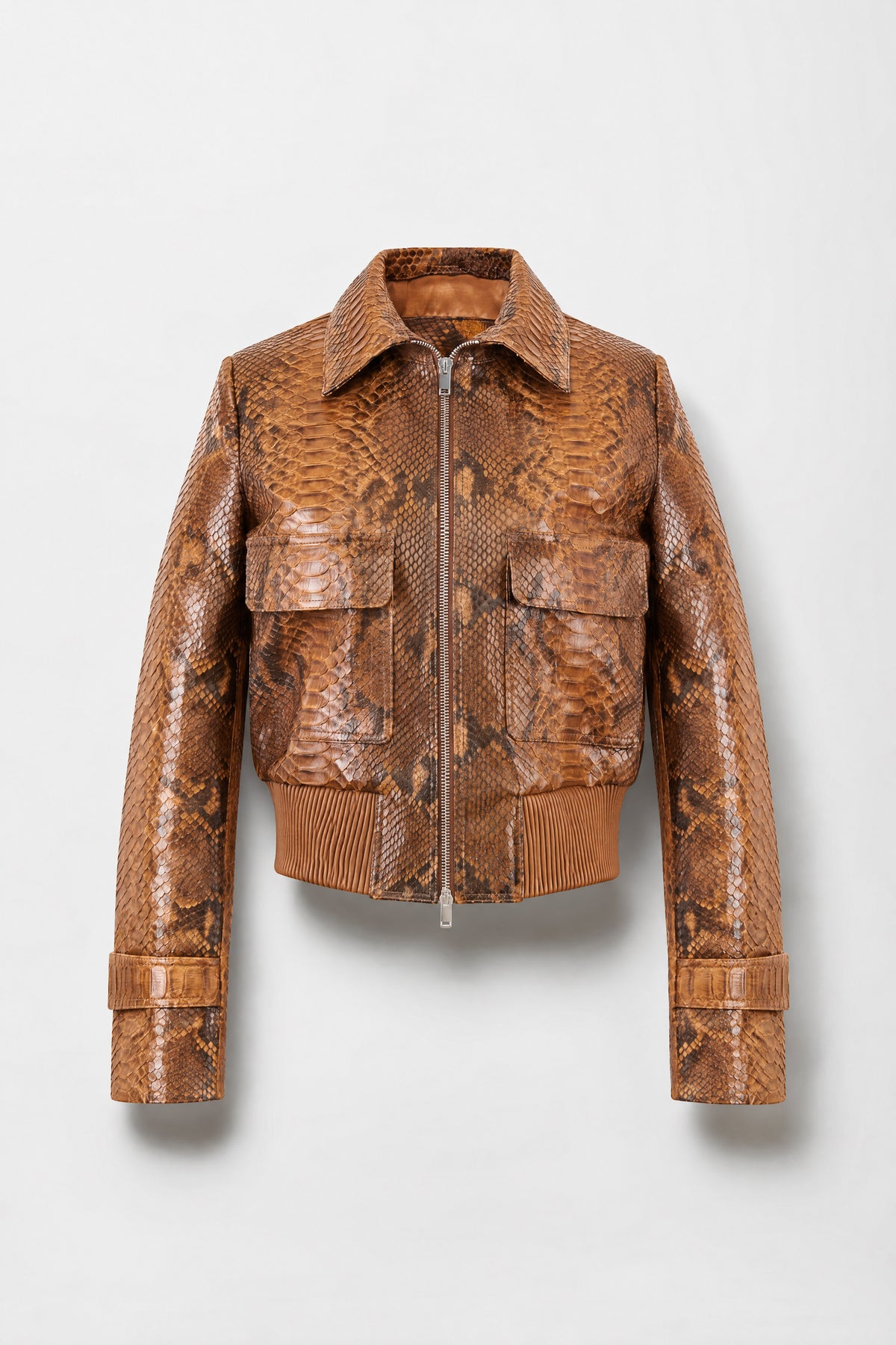 Le Sahara - Blouson aviateur en python marron