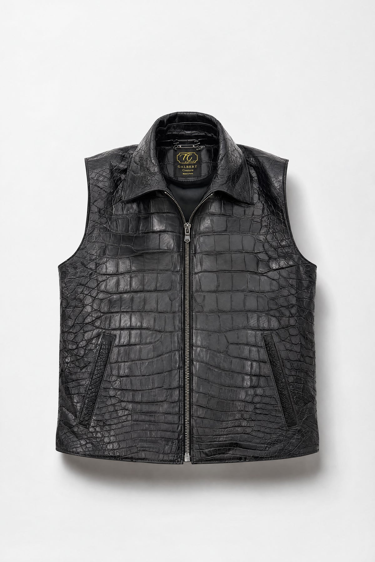 L'Ombre - Gilet en crocodile noir