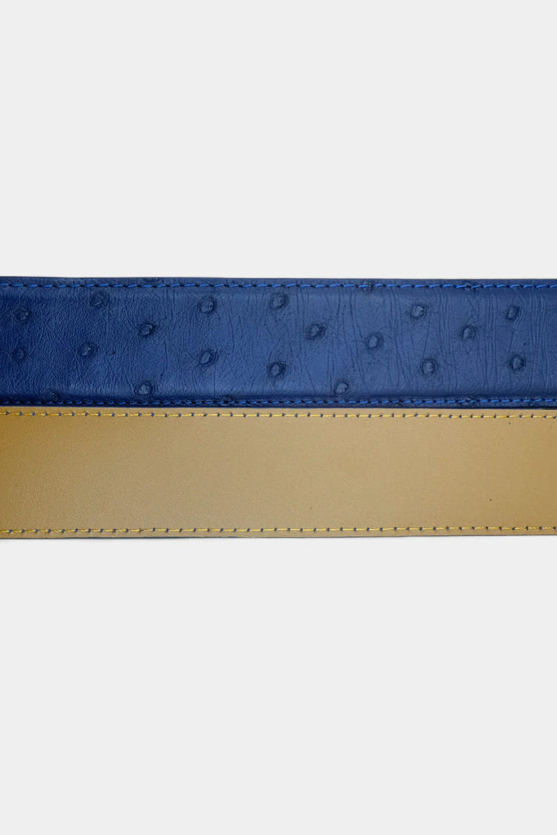Ostrich Leather Belt and Satin Palladium Buckle - view 3
