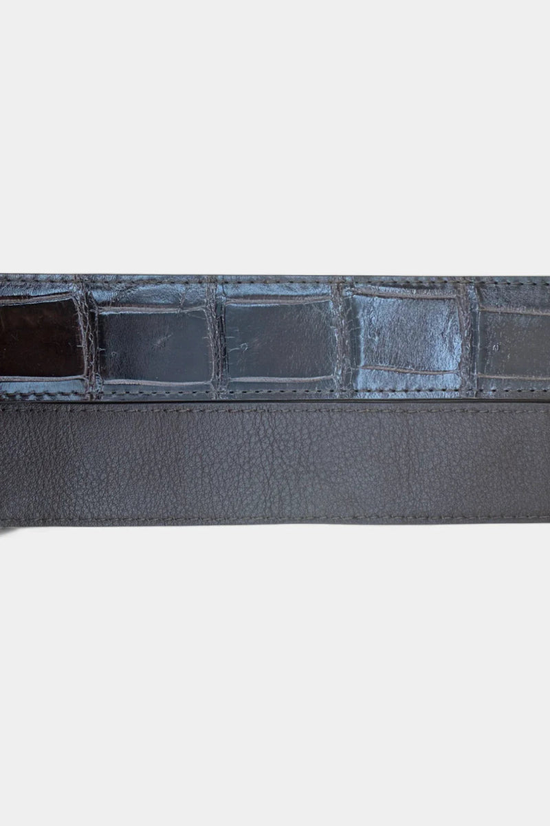 Ceinture en Cuir de Crocodile et Boucle Or Galvanisé - Galbert Paris