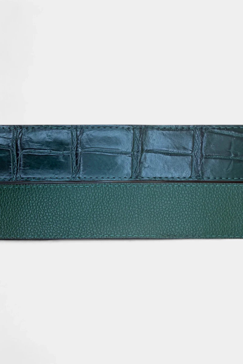 Ceinture en Cuir de Crocodile et Boucle Or Galvanisé - Galbert Paris