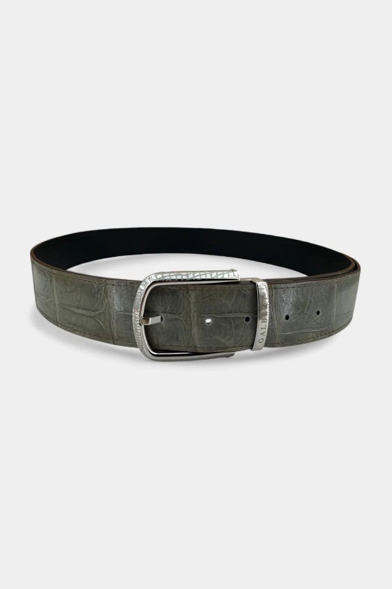 Ceinture en Cuir de Crocodile et Boucle Palladium Galvanisé - Galbert Paris