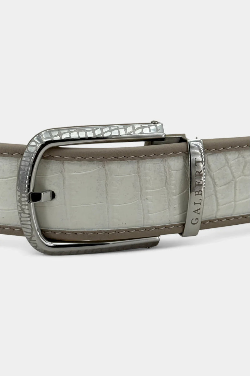 Ceinture en Cuir de Crocodile et Boucle Palladium Galvanisé - Galbert Paris