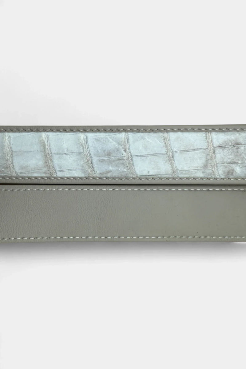 Ceinture en Cuir de Crocodile et Boucle Palladium Galvanisé - Galbert Paris