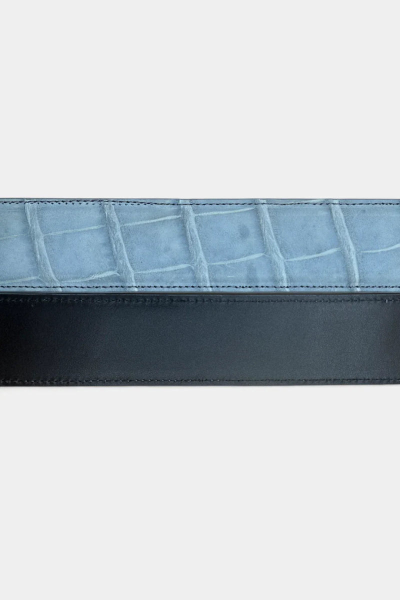 Ceinture en Cuir de Crocodile Nubuck et Boucle Or Galvanisé - Galbert Paris