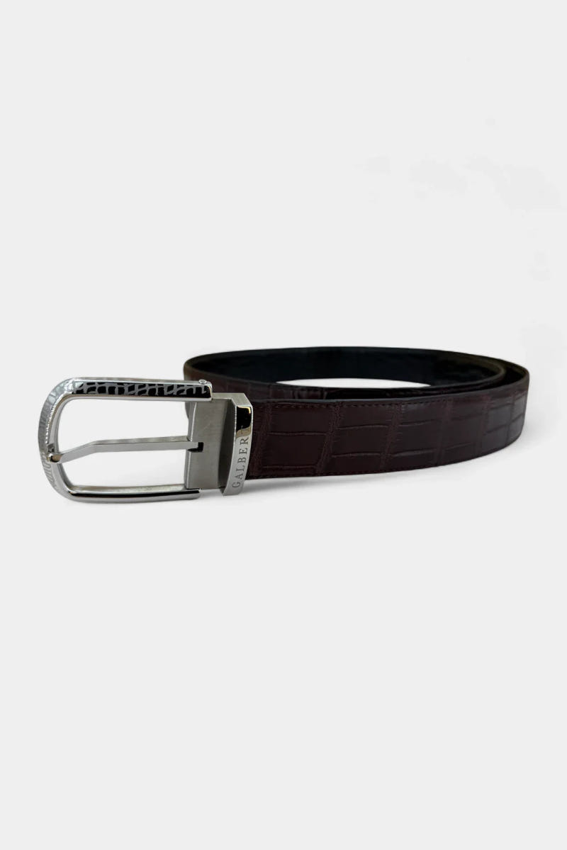 Reversible Crocodile Leather Belt and Palladium Buckle - view 4