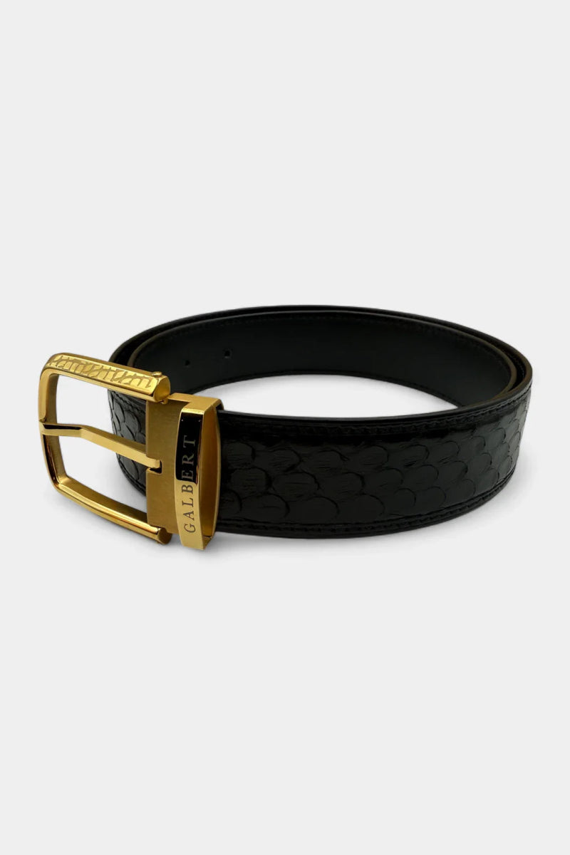 Ceinture en Cuir de Python et Boucle Or Galvanisé - Galbert Paris