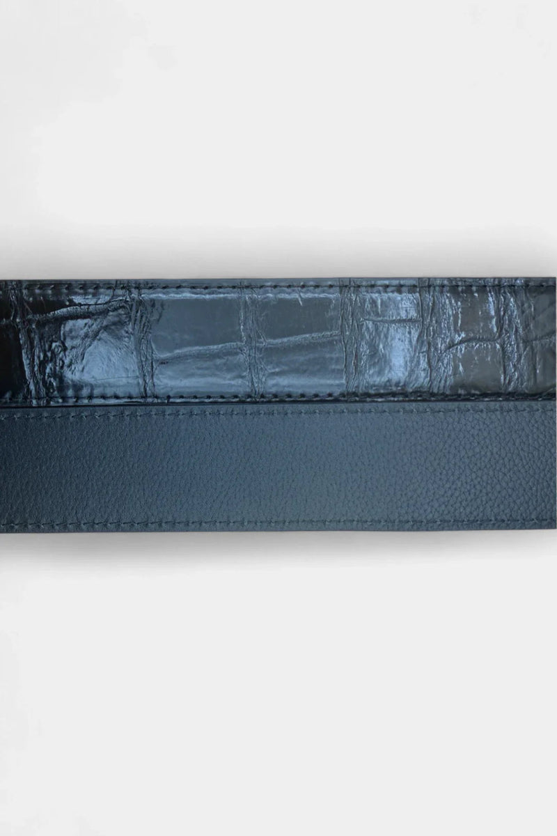 Ceinture en Cuir de Python et Boucle Tête de Cobra Or Rose - Galbert Paris