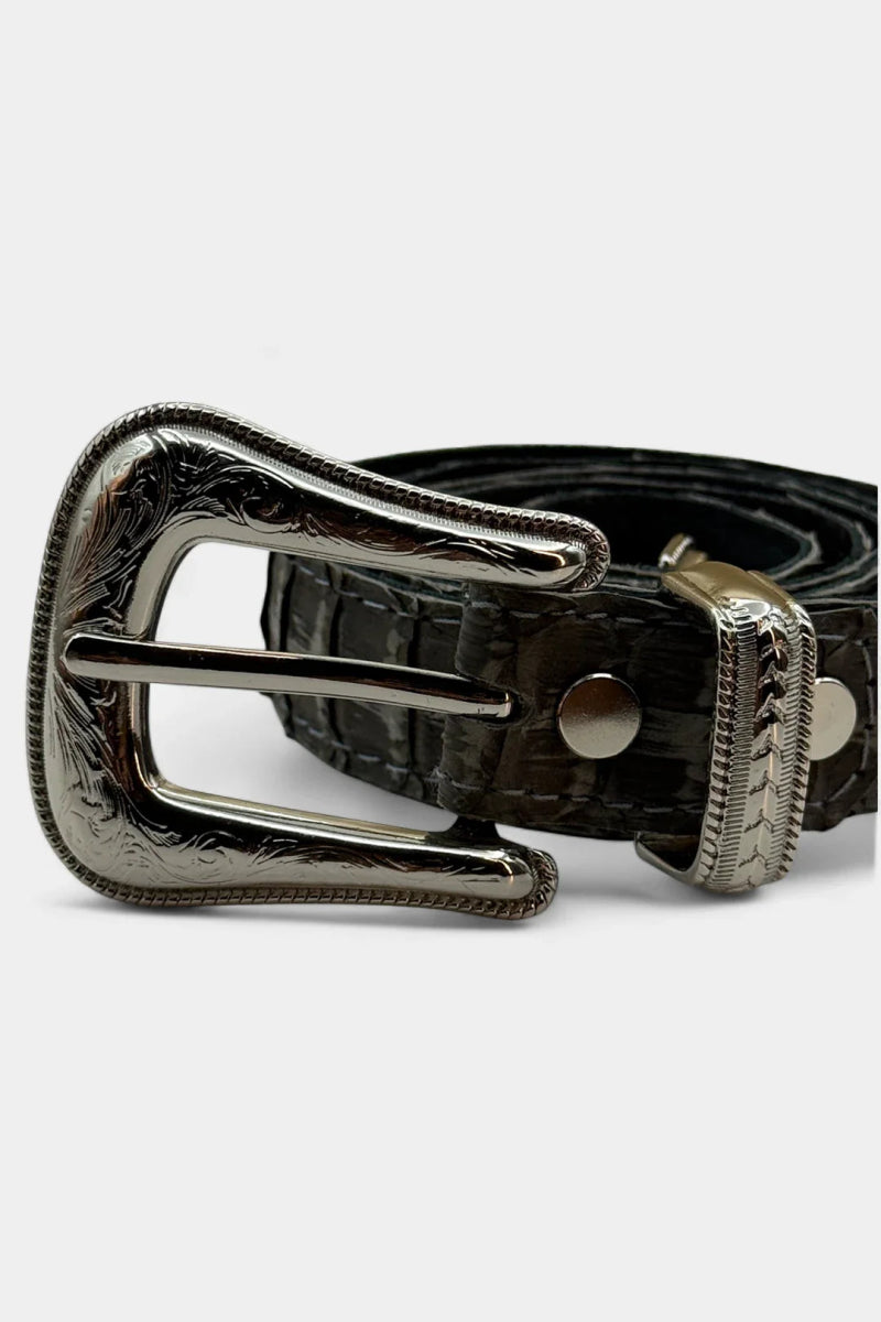 Ceinture en Cuir de Python Nubuck et Boucle Argent - Galbert Paris