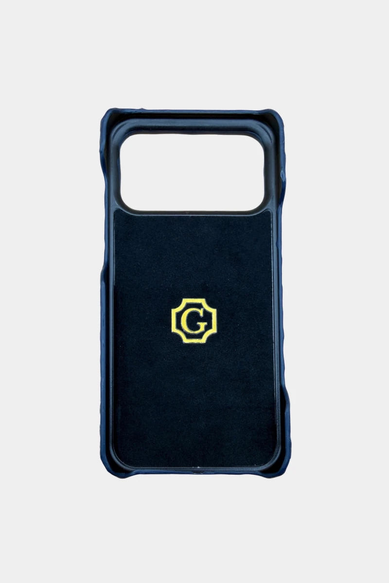 The Écrin - Navy Blue Python Leather iPhone 17 Pro Max Case - view 2
