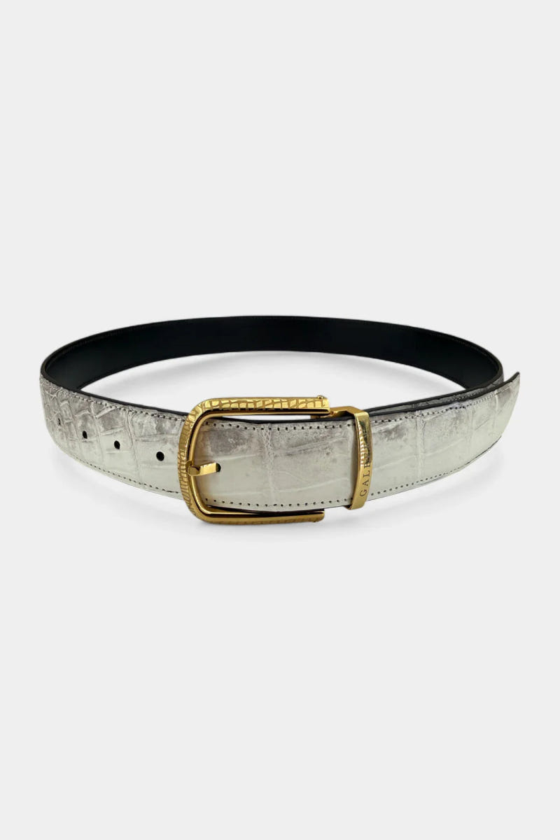 The Régence - Himalayan Crocodile Leather Belt with Galvanized Gold Buckle