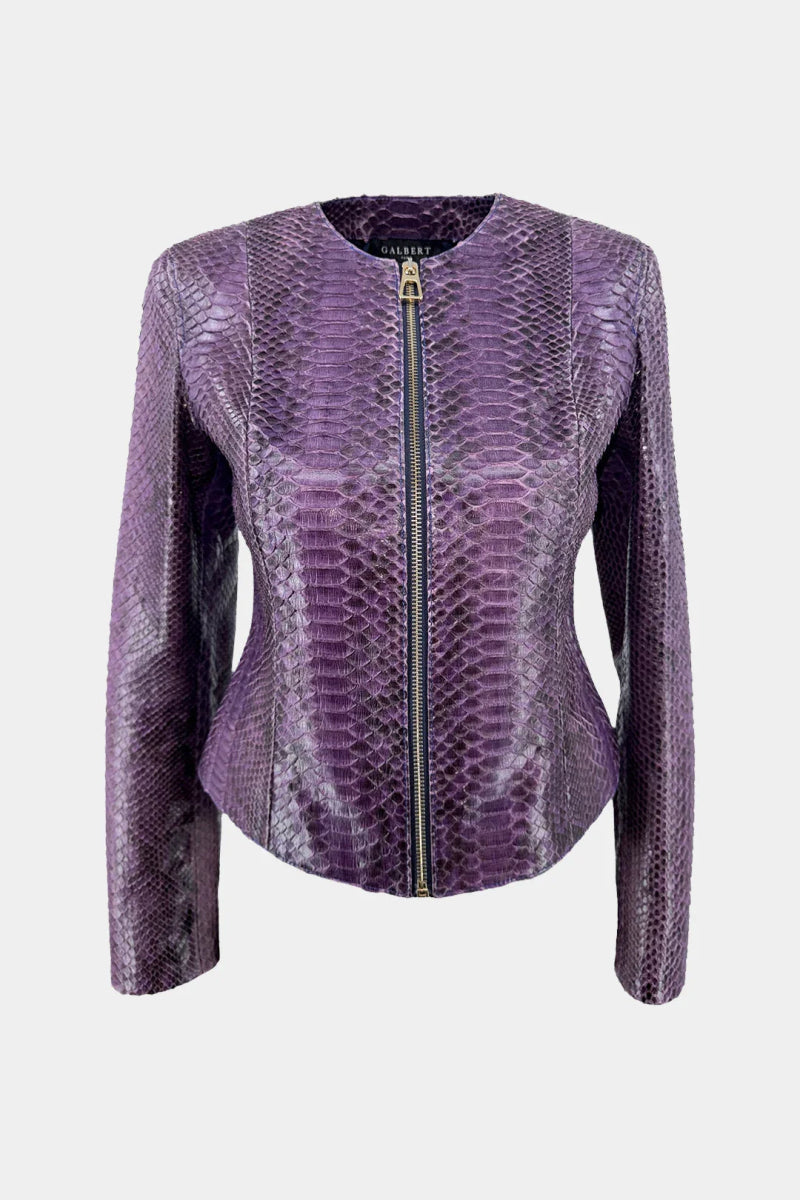La Vespérale - Veste en Cuir de Python Violet - Galbert Paris