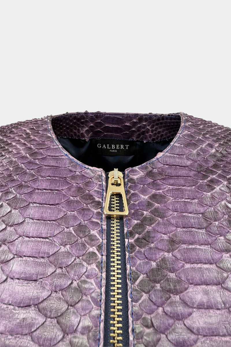 La Vespérale - Veste en Cuir de Python Violet - Galbert Paris