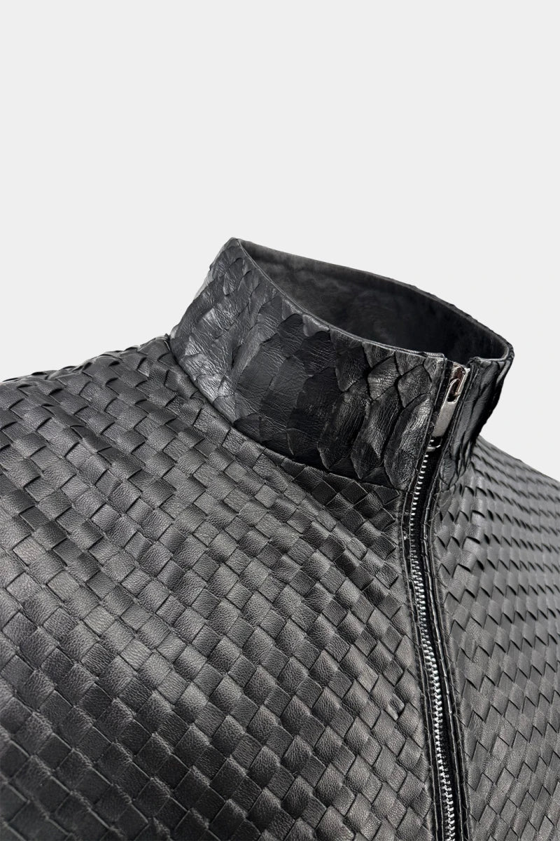 The Architect - Braided Leather Bomber Jacket - view 7