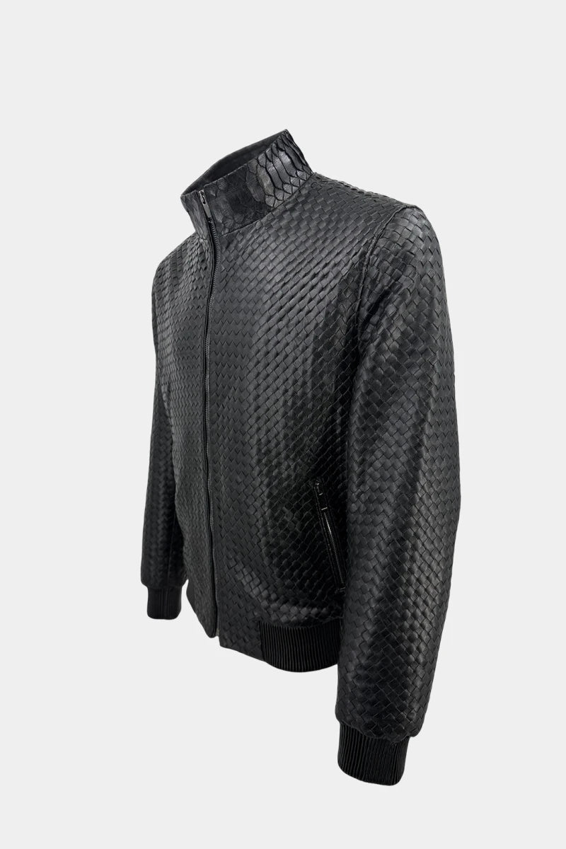 The Architect - Braided Leather Bomber Jacket - view 3
