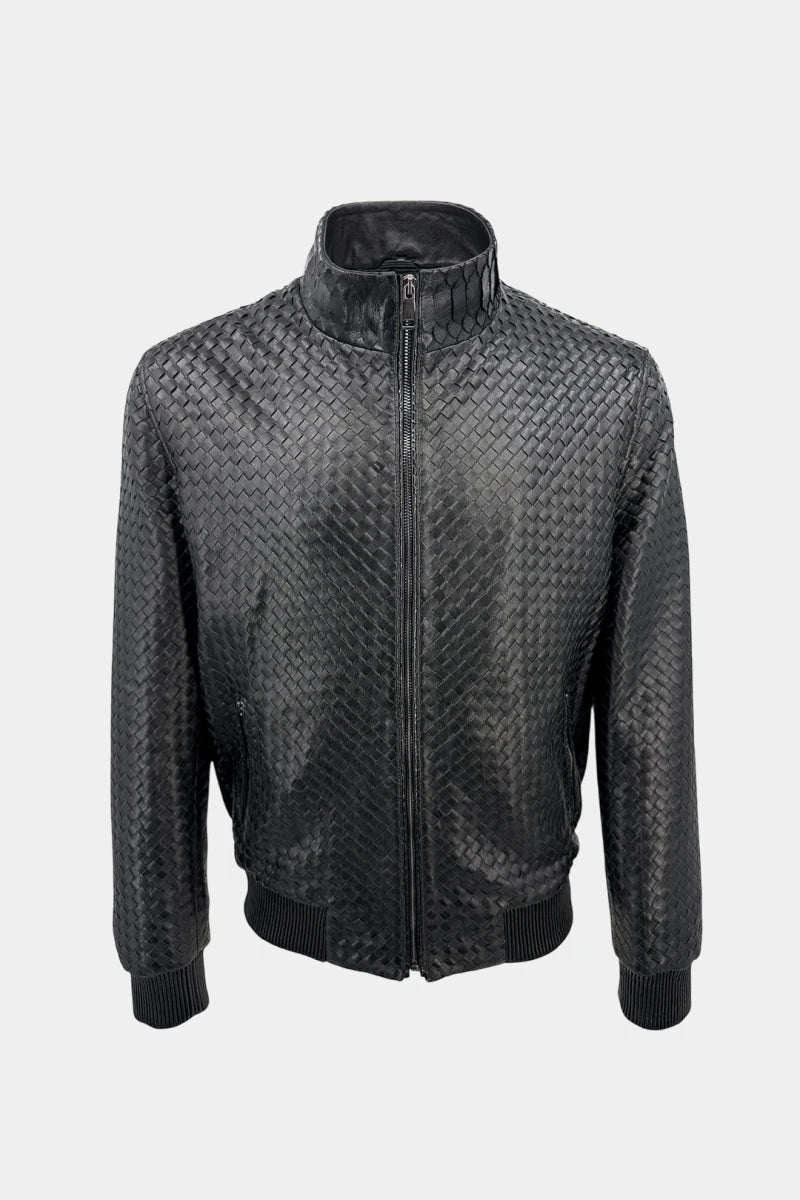 The Architect - Braided Leather Bomber Jacket