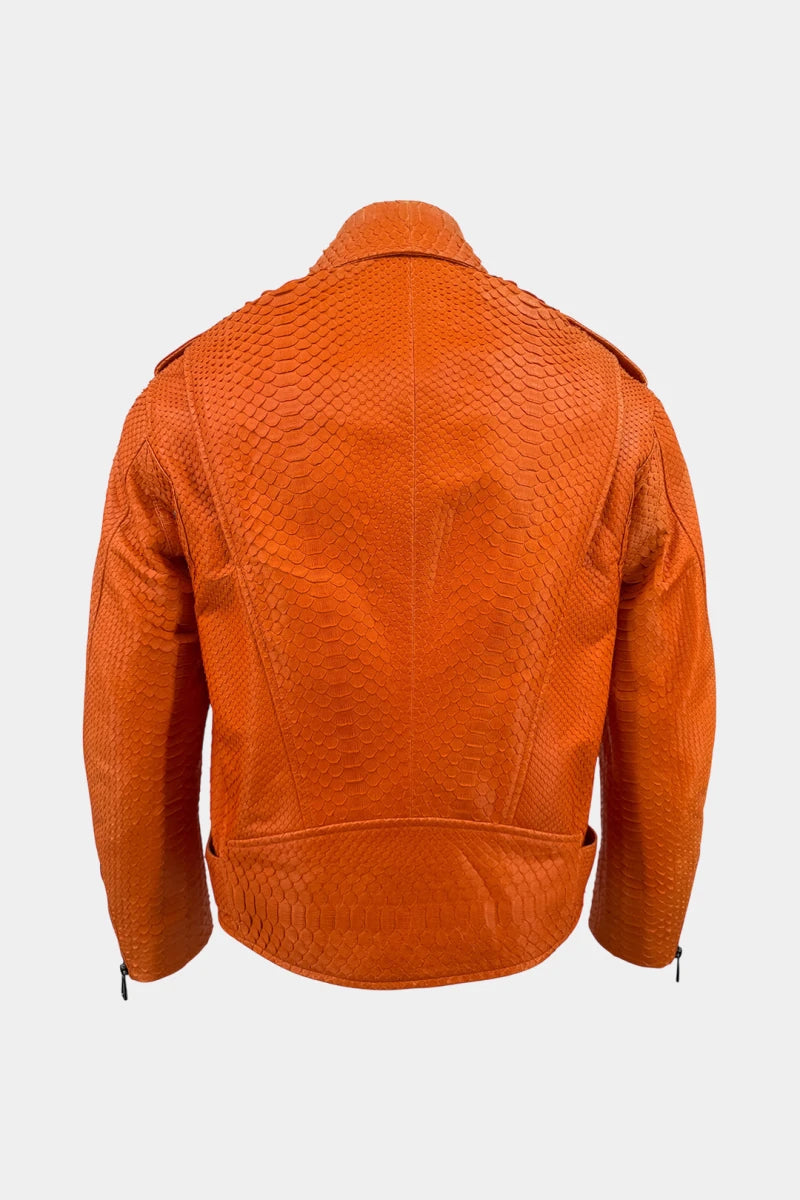 L'Ardent - Orange Python Leather Perfecto Jacket - view 2