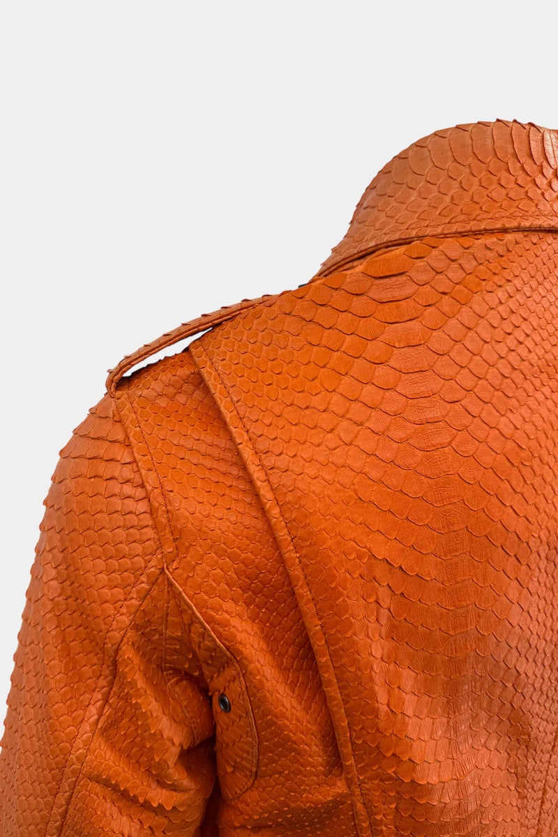 L'Ardent - Orange Python Leather Perfecto Jacket - view 7