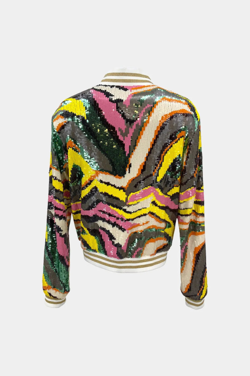 L'Arlequin - Bomber en Sequin Multicolore Brodés Main - Galbert Paris