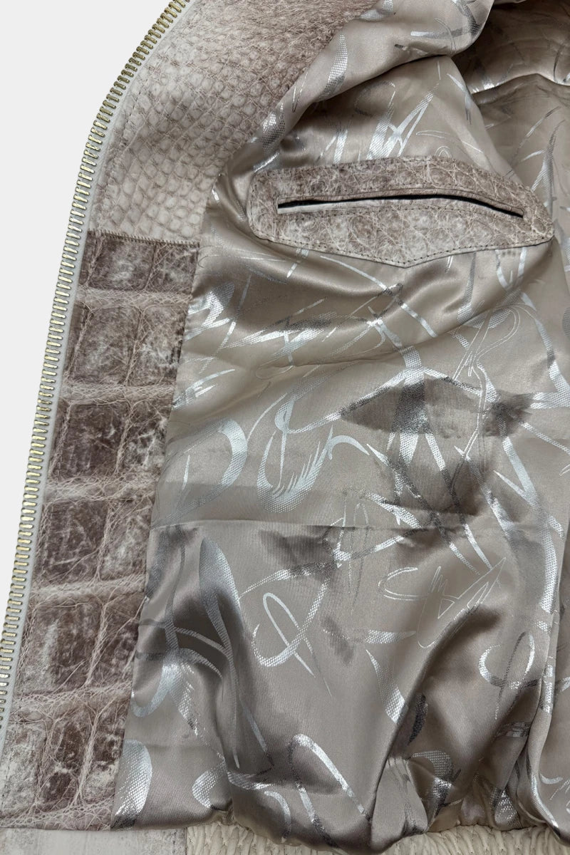 L'Aurore - Himalayan Crocodile Leather Hooded Jacket - view 9