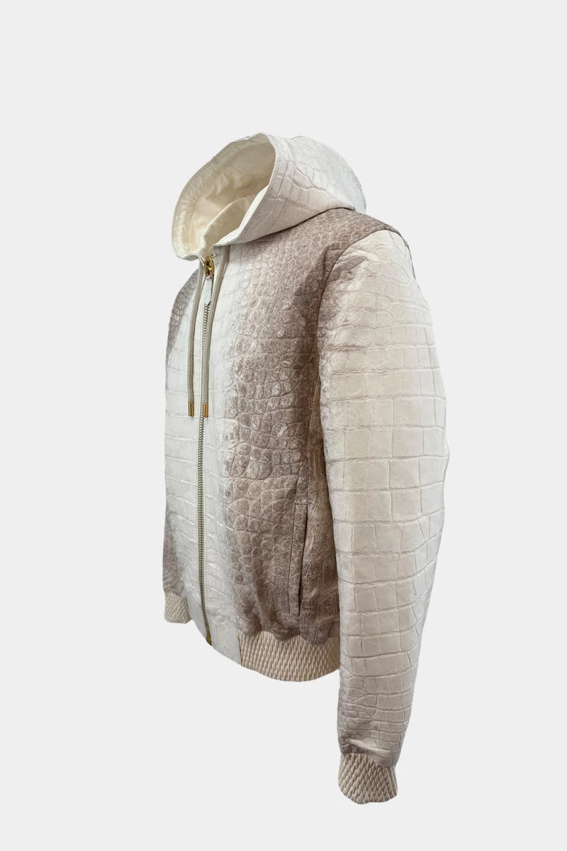 L'Aurore - Himalayan Crocodile Leather Hooded Jacket - view 3