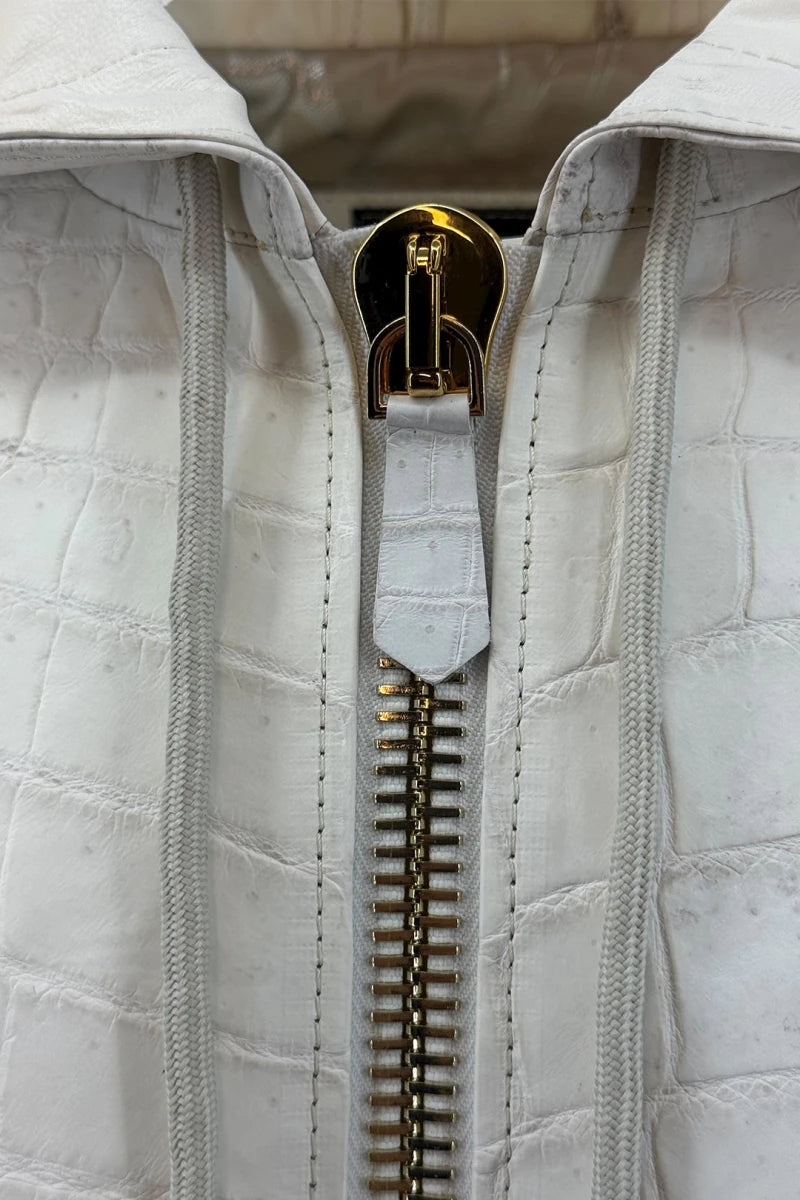 L'Aurore - Himalayan Crocodile Leather Hooded Jacket - view 10