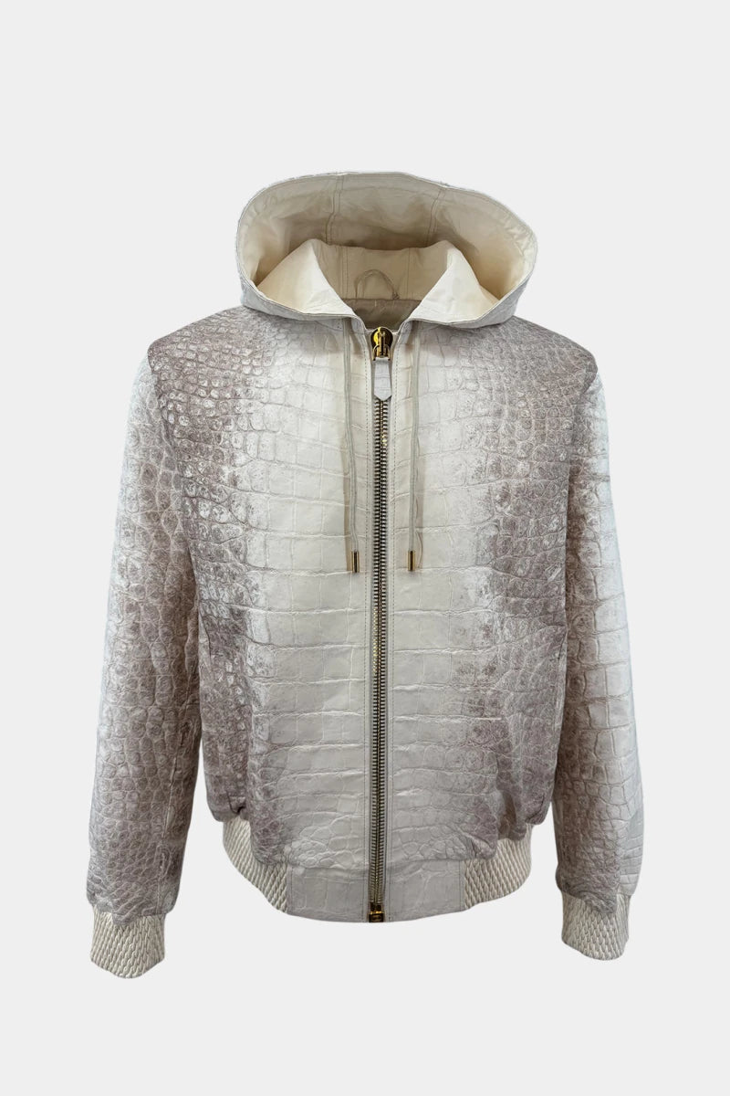 L'Aurore - Himalayan Crocodile Leather Hooded Jacket