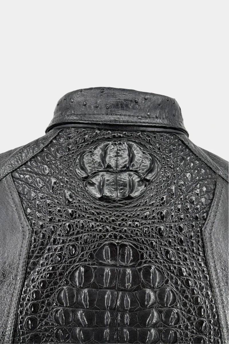 Le Chimérique - Veste en Cuir d'Autruche et Crocodile - Galbert Paris