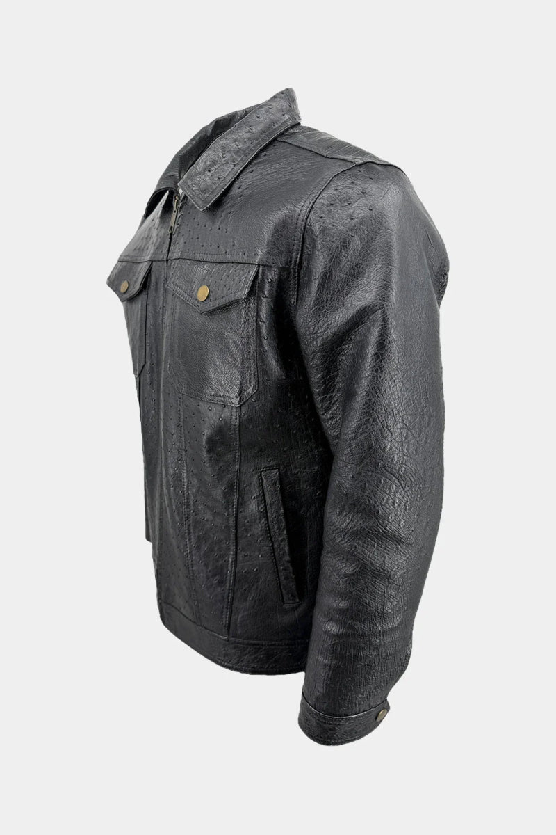 Le Chimérique - Veste en Cuir d'Autruche et Crocodile - Galbert Paris