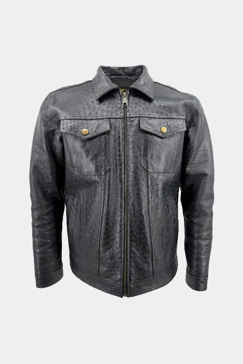 Le Chimérique - Veste en Cuir d'Autruche et Crocodile - Galbert Paris