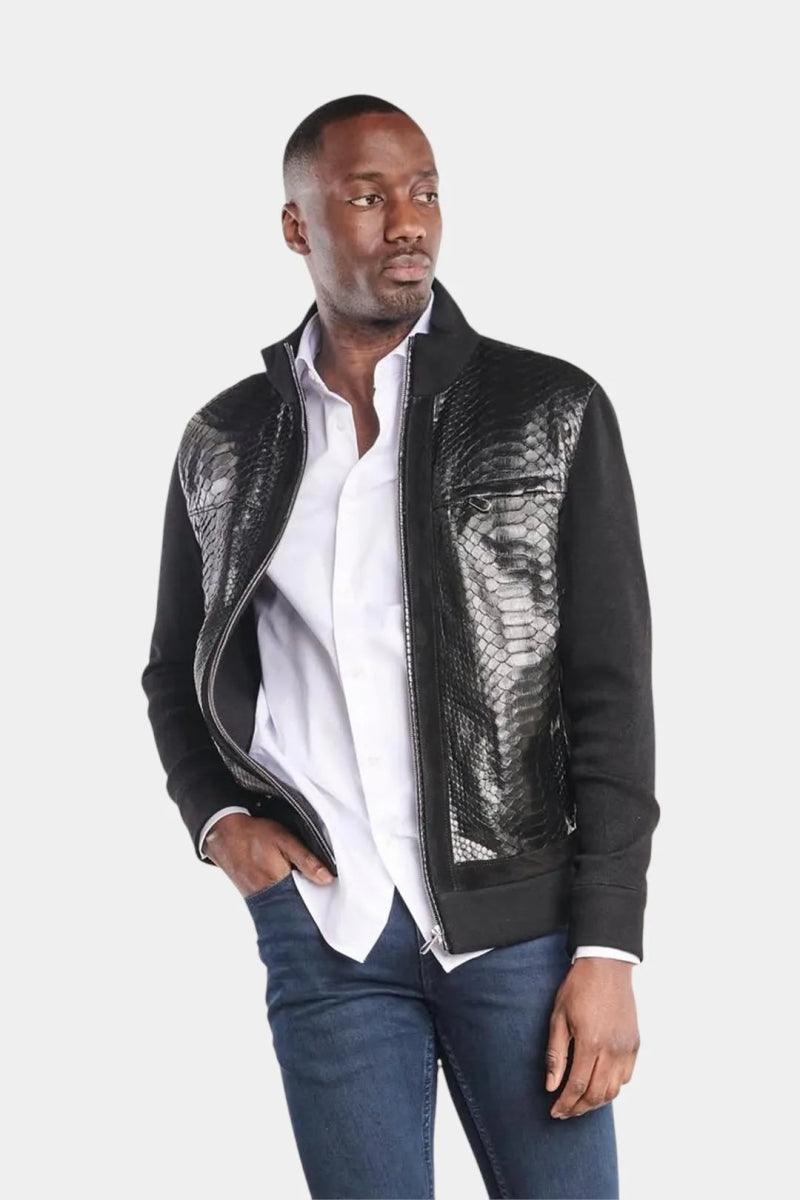 Le Clair - Obscur - Blouson en Cachemire et Python - Galbert Paris