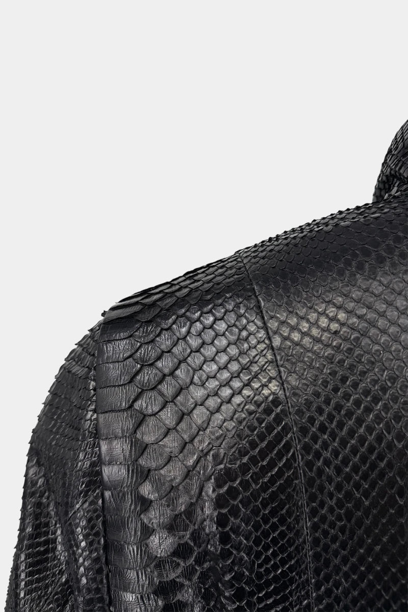 The Concorde - Black Python Leather Bomber Jacket - view 6