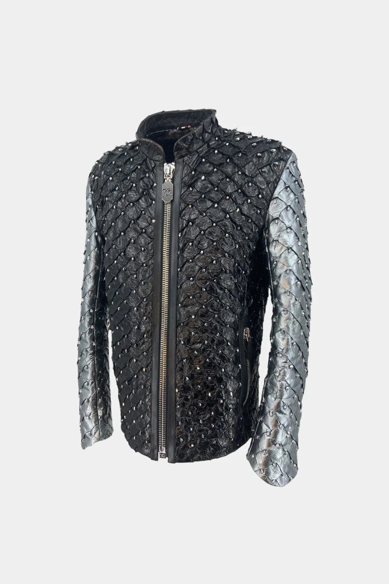 The River - Amazonian Pirarucu Leather Biker Jacket - view 3