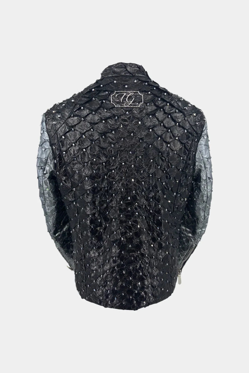 The River - Amazonian Pirarucu Leather Biker Jacket - view 2