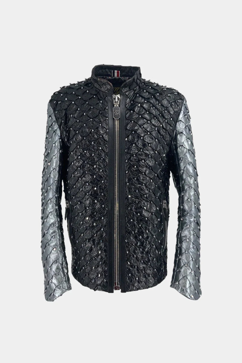 Le Fluvial - Veste Moto en Cuir de Pirarucu d'Amazonie - Galbert Paris