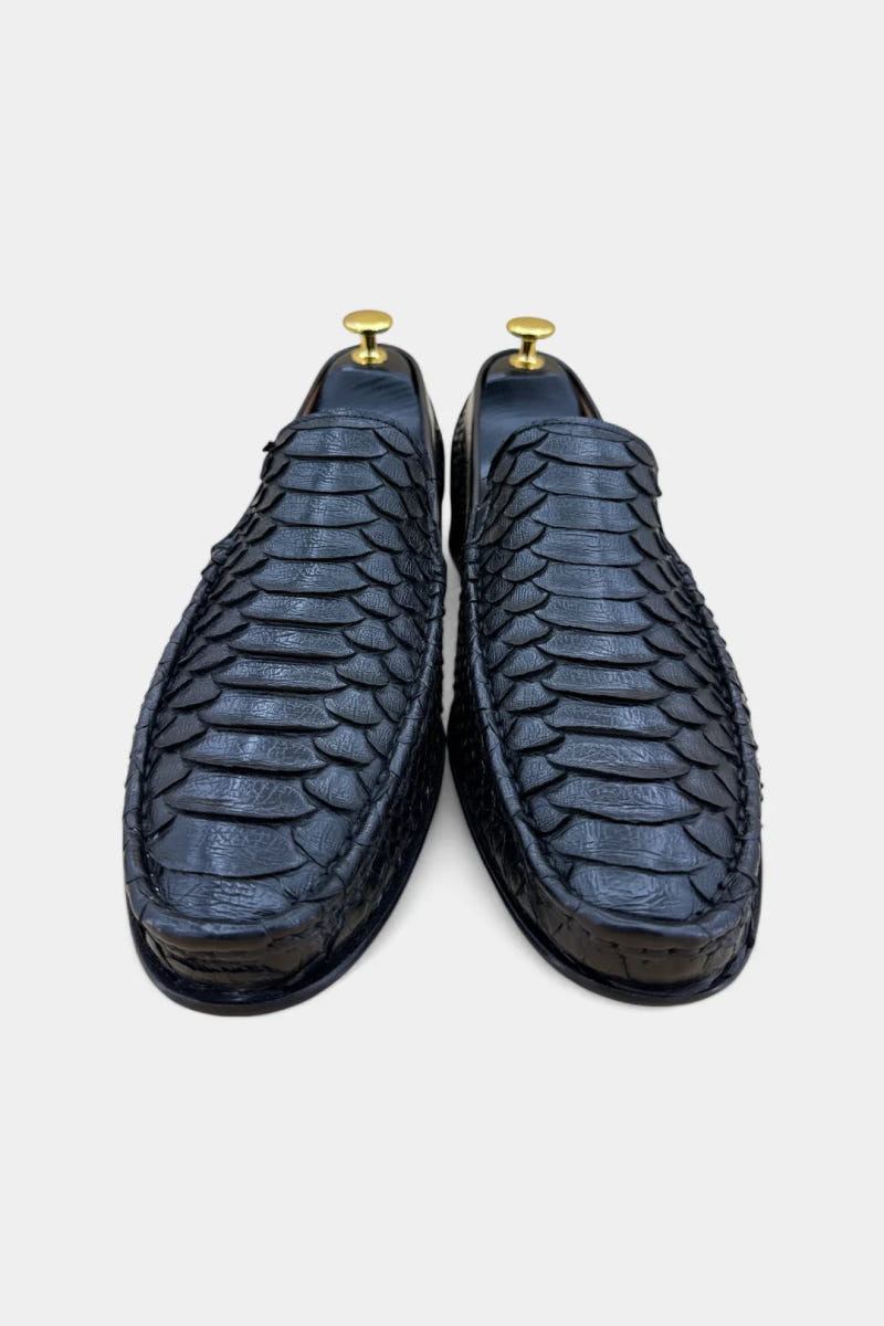 The Glissant - Black Python Leather Loafers - view 5