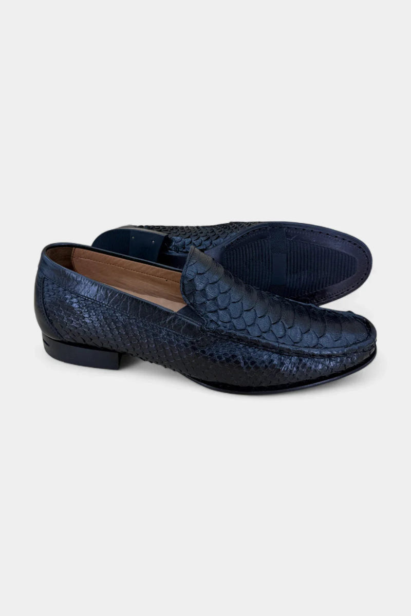 The Glissant - Black Python Leather Loafers - view 2