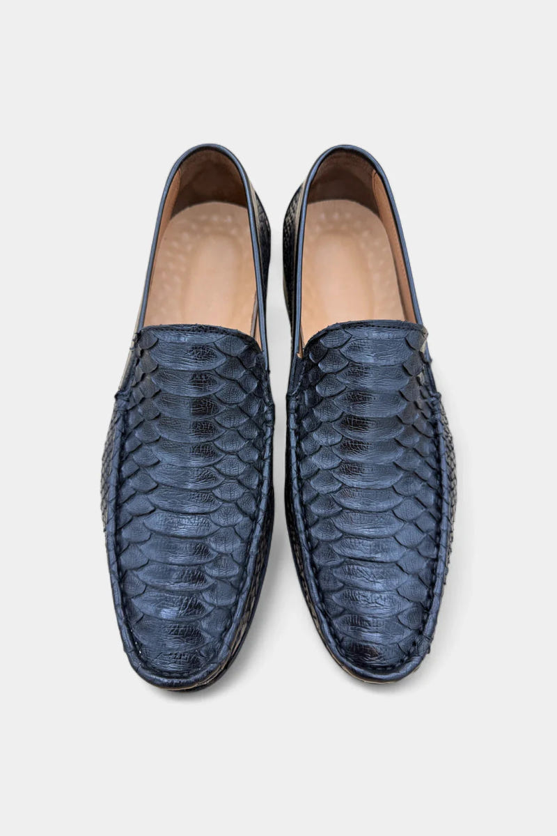 The Glissant - Black Python Leather Loafers - view 3