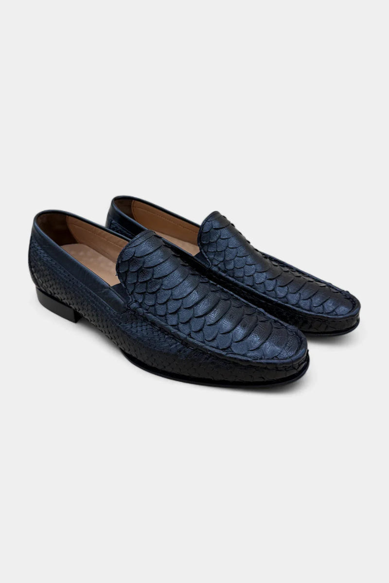 The Glissant - Black Python Leather Loafers - view 4