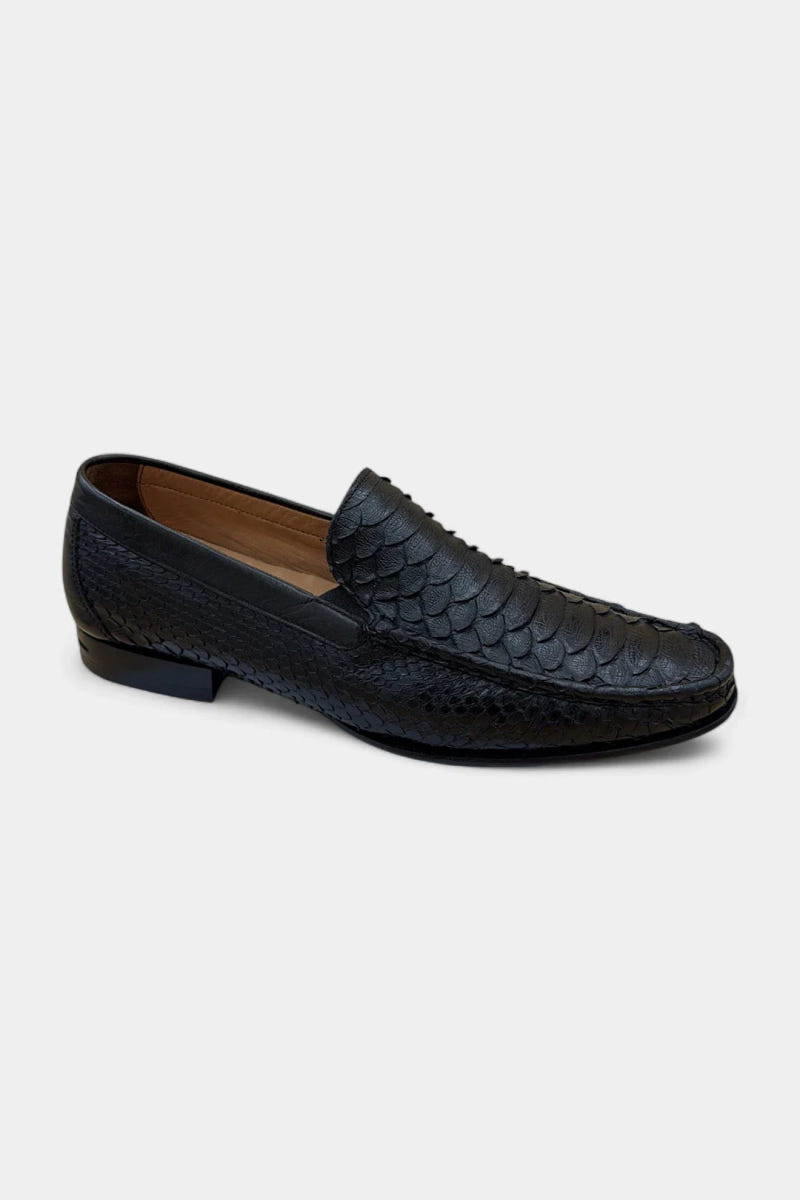 The Glissant - Black Python Leather Loafers