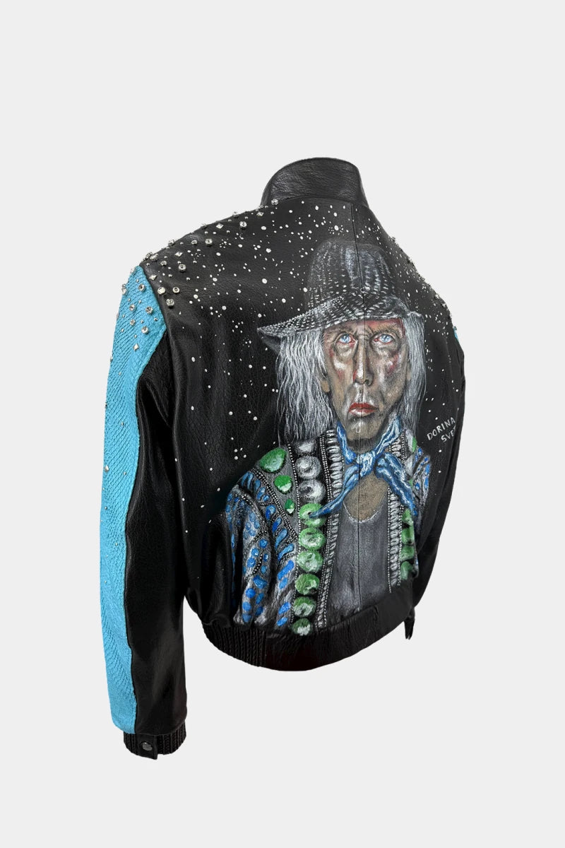 The Goldstein - Bomber Portrait in Python and Lambskin Leather - view 4