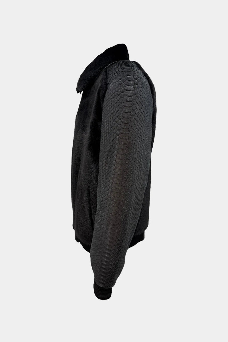 Le Janus - Bomber en Fourrure de Vison et Python - Galbert Paris