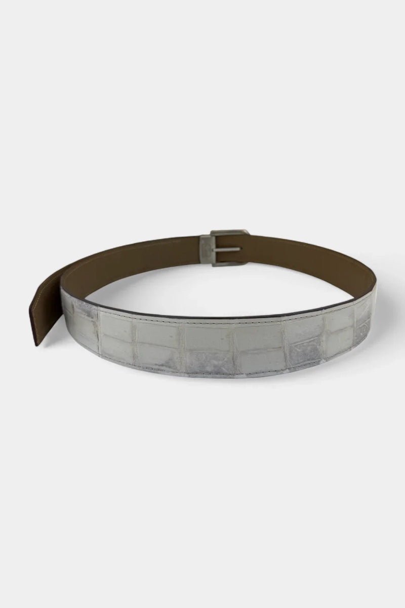 Le Lunaire - Ceinture en Cuir de Crocodile Himalaya et Boucle Argent - Galbert Paris