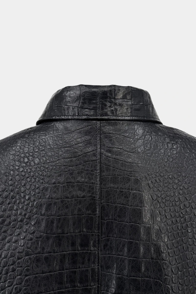 The Magistral - Black Crocodile-Embossed Lambskin Jacket - view 4