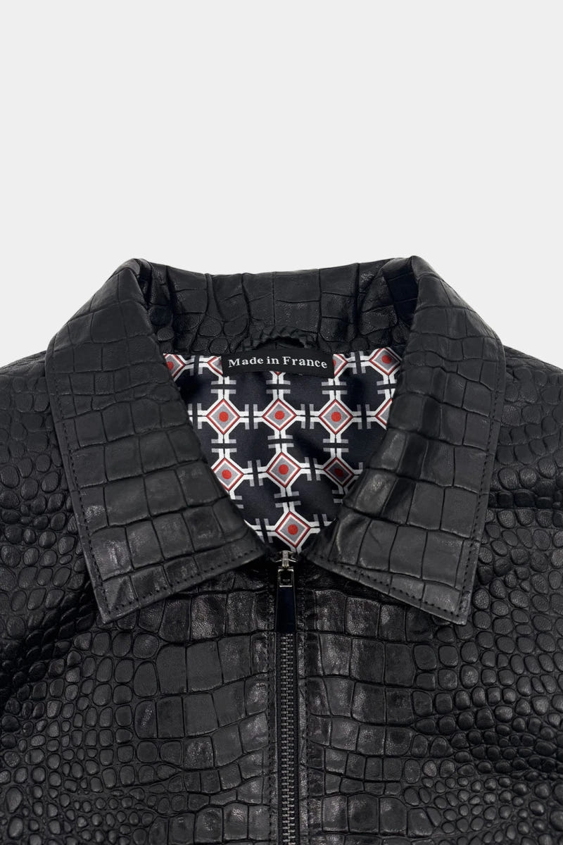 The Magistral - Black Crocodile-Embossed Lambskin Jacket - view 5