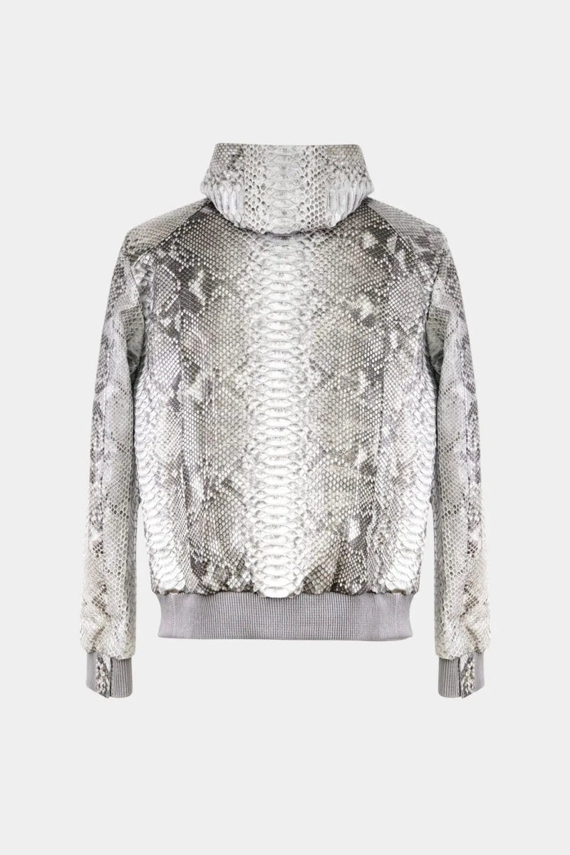 The Nomade - Natural Python Leather Zip-Up Hooded Jacket - view 2