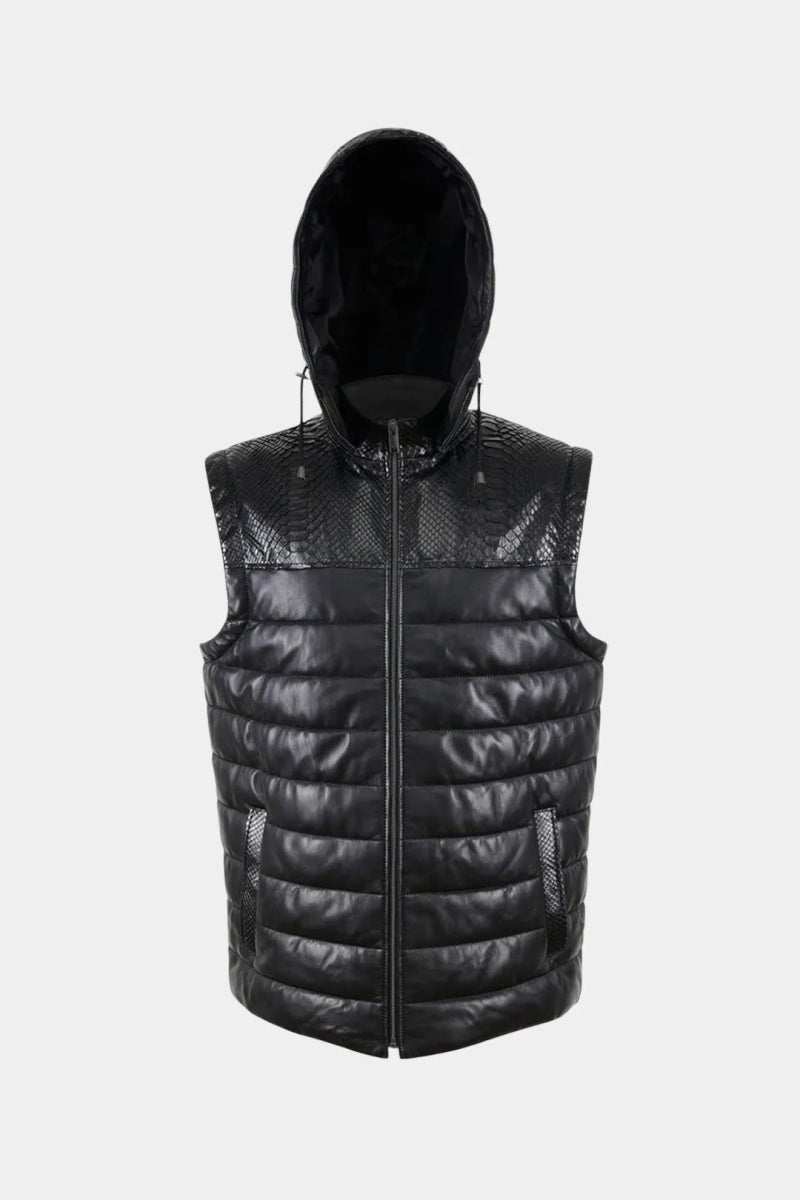 Le Plastron - Gilet Sans Manches en Cuir Matelassé et Python - Galbert Paris