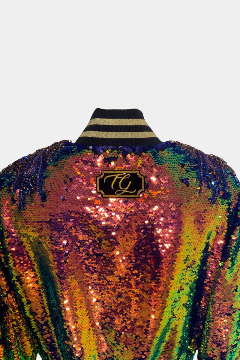Le Prisme - Bomber en Sequin Iridescent Brodé Main - Galbert Paris