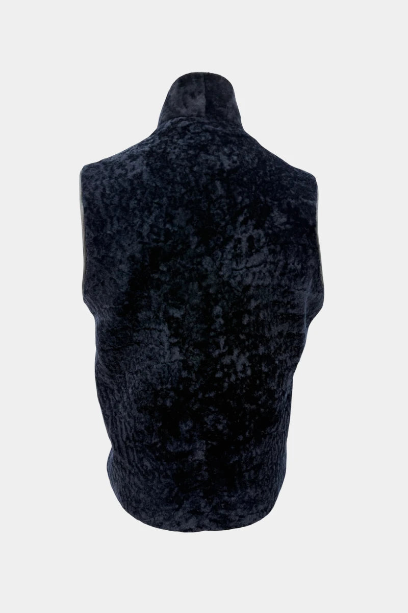 Le Rivage - Navy Blue Shearling Vest - view 2